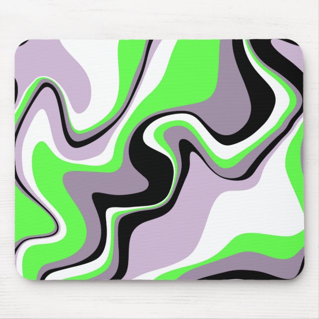 Black, Gray and Neon Green Fluid Abstract  Mouse Pad (Front)