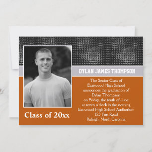 Black, Gray, and Orange Photo Graduation Invite