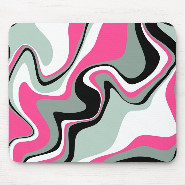 Black, Gray and Pink Fluid Abstract Mouse Pad (Front)