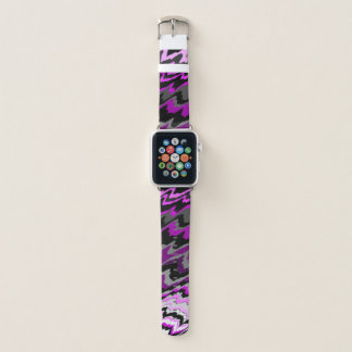 Black, gray and pink zigzag apple watch band