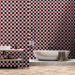 Black Gray and Red Check Wallpaper