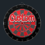 Black, Gray and Red Color White Outlined Text Dart Board<br><div class="desc">Black,  Gray and Red Color White Outlined Custom Text Dartboard Game Including 6 Brass Darts - Personalize to your liking!</div>