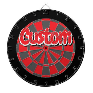 Black, Gray and Red Color White Outlined Text Dart Board
