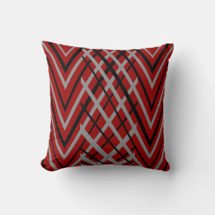 Black, Gray and Red Pattern Throw Pillow