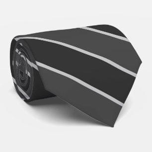 Black Gray And Silver Diagonal Stripes Pattern Neck Tie