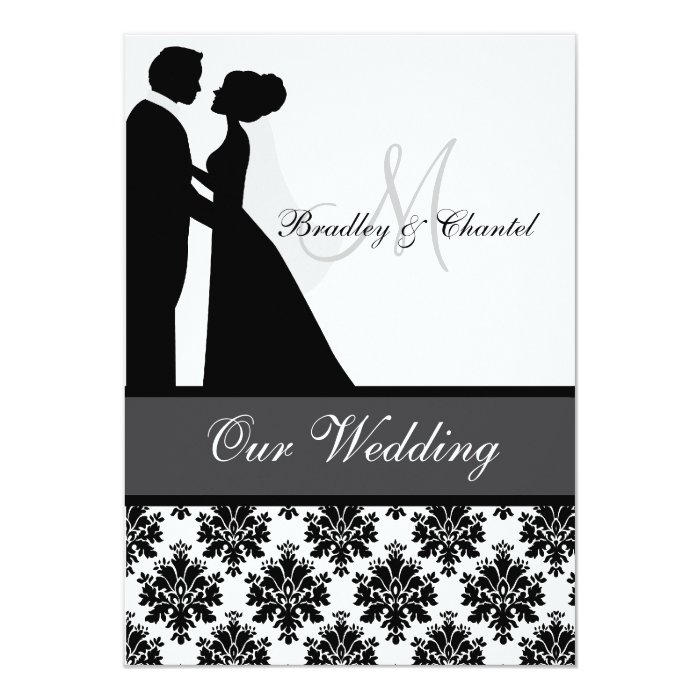 Black, Gray, and White Couple Wedding Invitation | Zazzle