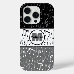 Black gray and white music notes Case-Mate iPhone 15 Pro Case