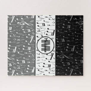 Black gray and white music notes jigsaw puzzle