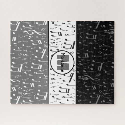 Black gray and white music notes jigsaw puzzle