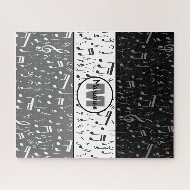 Black gray and white music notes jigsaw puzzle (Horizontal)