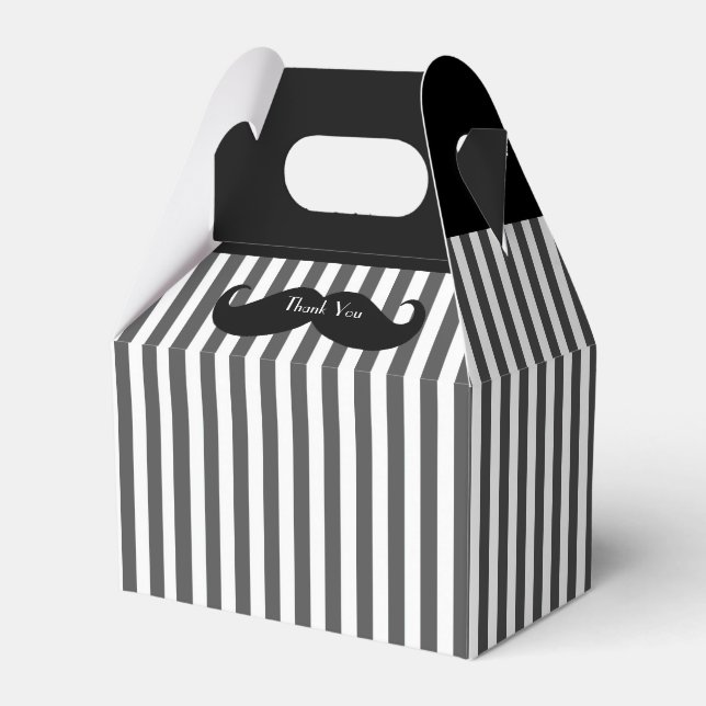 Black, Gray, and White Mustache Groomsman Gift Box (Front Side)