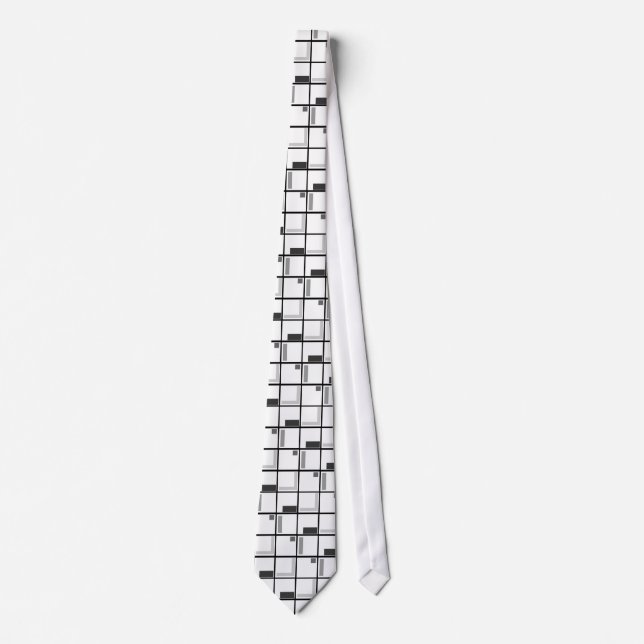 Black Gray and White Pattern Tie (Front)