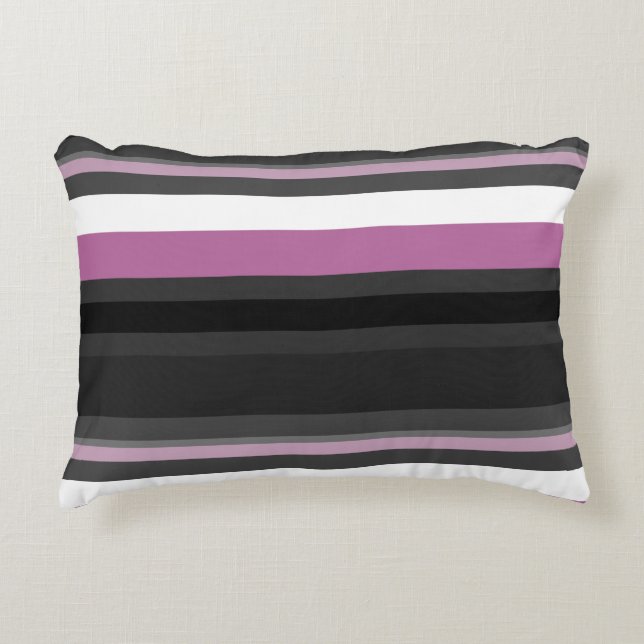 Black, Gray and White Stripes Accent Pillow (Front)