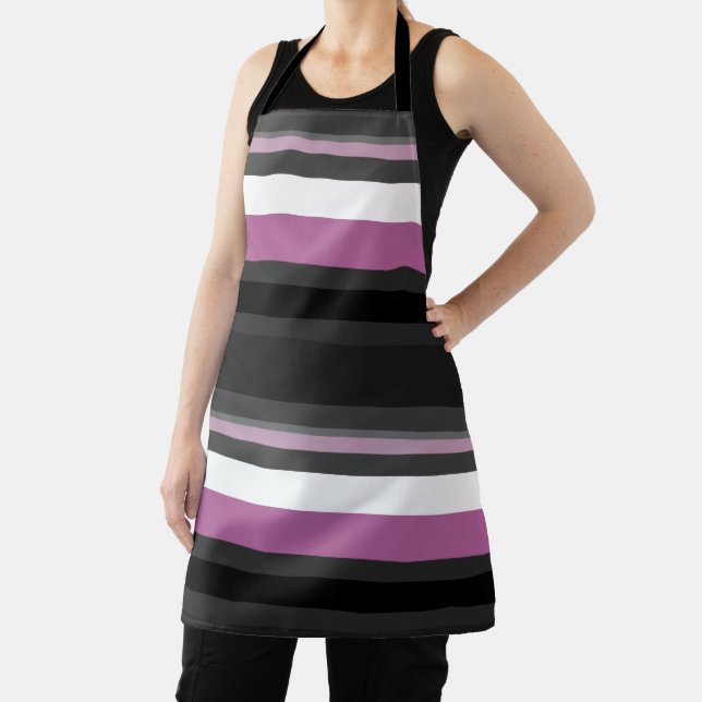 Black, Gray and White Stripes Apron (Insitu)