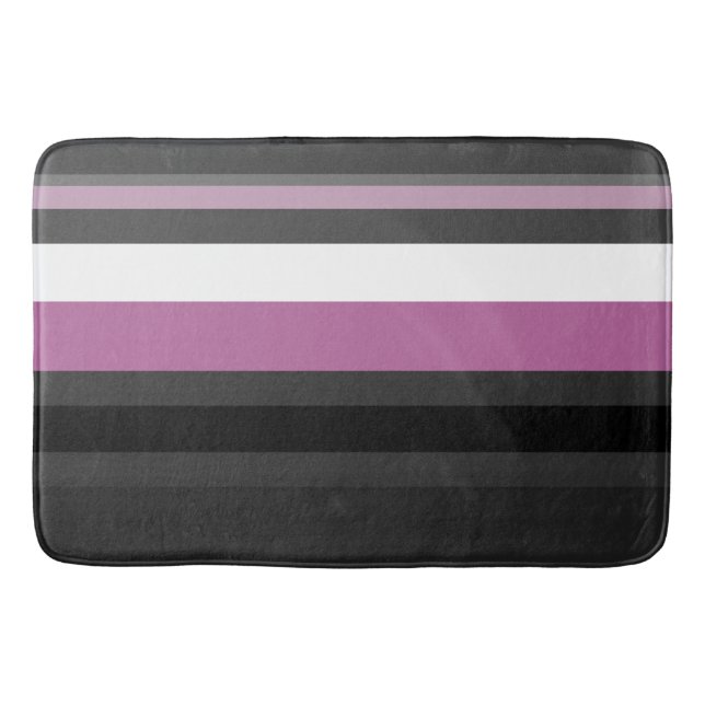 Black, Gray and White Stripes Bath Mat (Front)