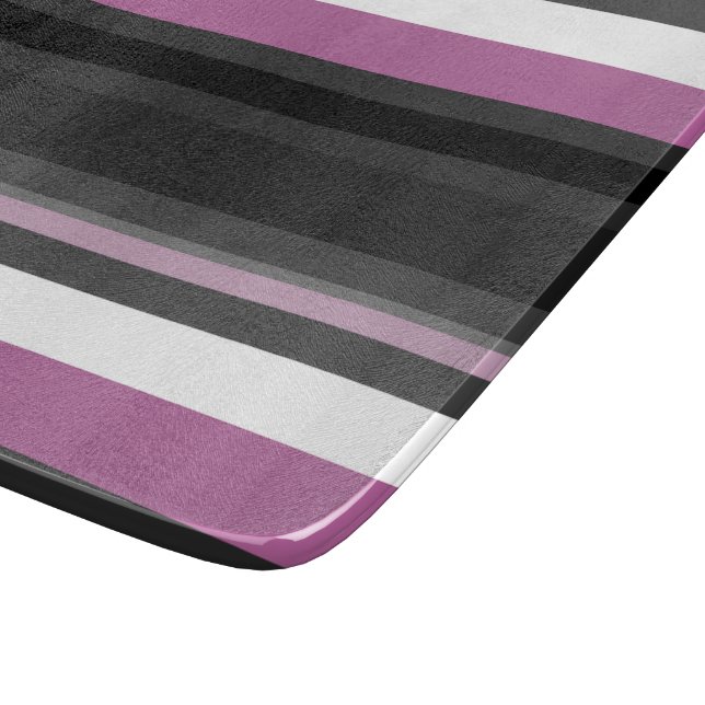 Black, Gray and White Stripes Cutting Board (Corner)