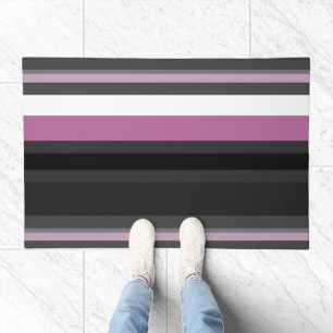 Black, Gray and White Stripes Doormat