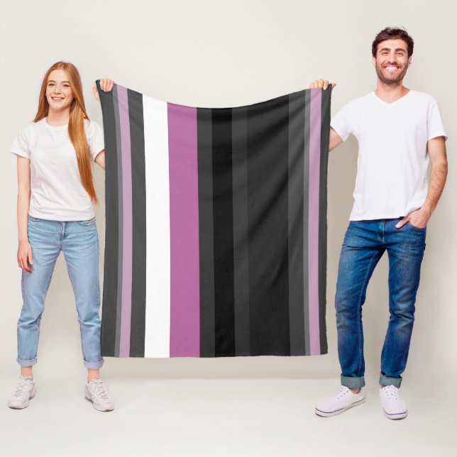 Black, Gray and White Stripes Fleece Blanket (In Situ)