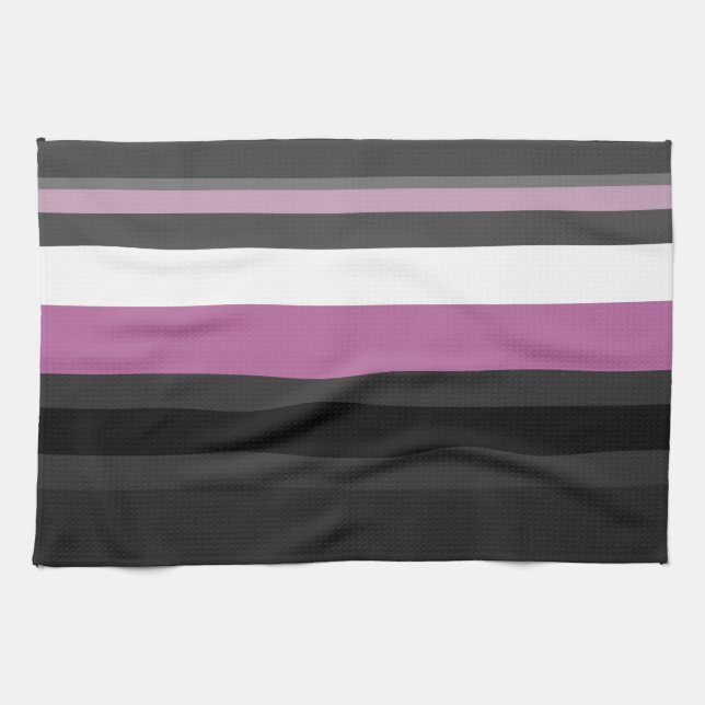 Black, Gray and White Stripes Kitchen Towel (Horizontal)