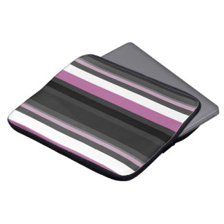 Black, Gray and White Stripes Laptop Sleeve