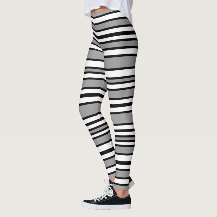 gray leggings with white stripes