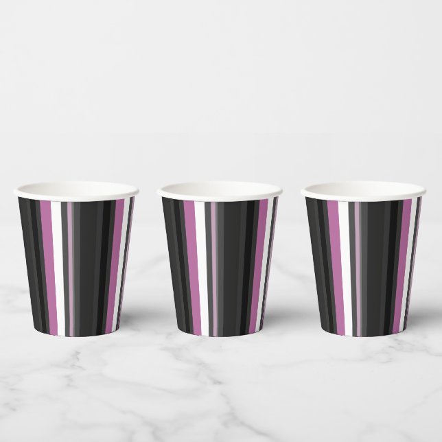 Black, Gray and White Stripes Paper Cups (Multi)
