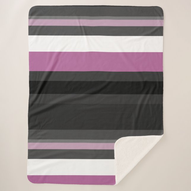Black, Gray and White Stripes Sherpa Blanket (Front)