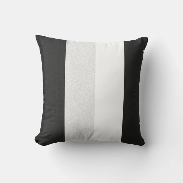 Black Gray and White Throw Pillow (Front)