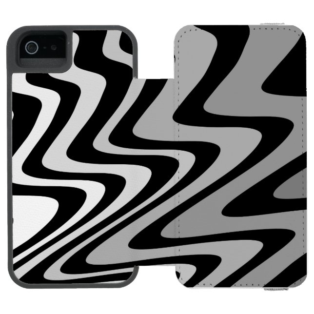 Black, gray and white zigzag incipio iPhone wallet case (Folio Open)