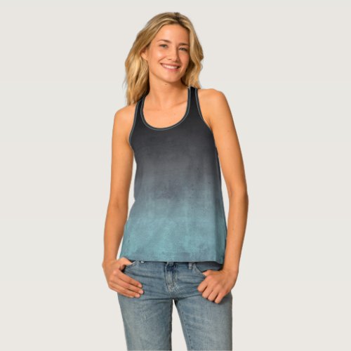 Black Gray Aqua Green rustic abstract Tank Top