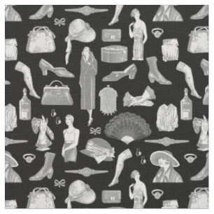 black gray art deco 1920s flapper glamour feminine fabric