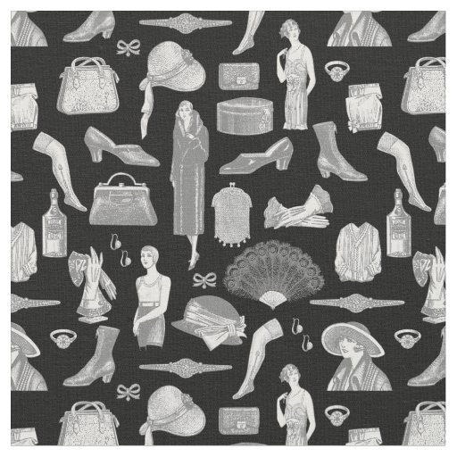 black gray art deco 1920s flapper glamour feminine fabric