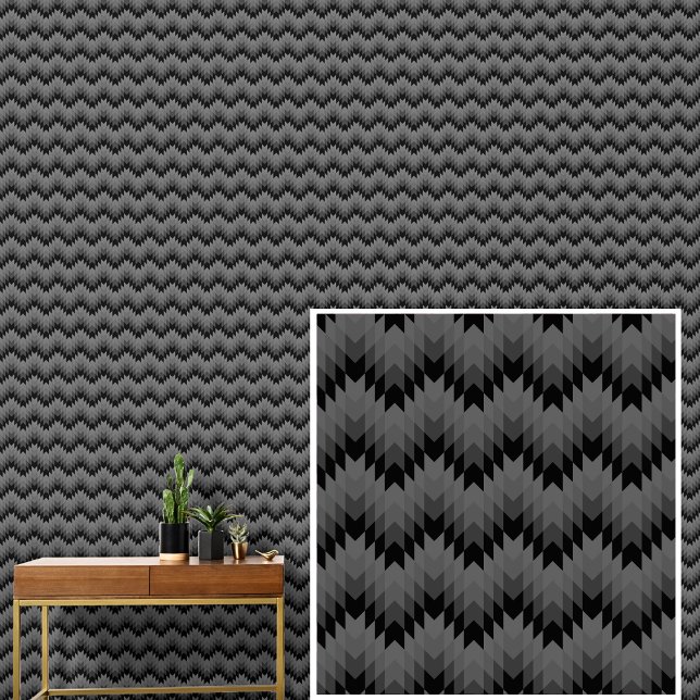 Black Gray Autumn Tones Geometric Waves Stripes Wallpaper (Creator Uploaded)