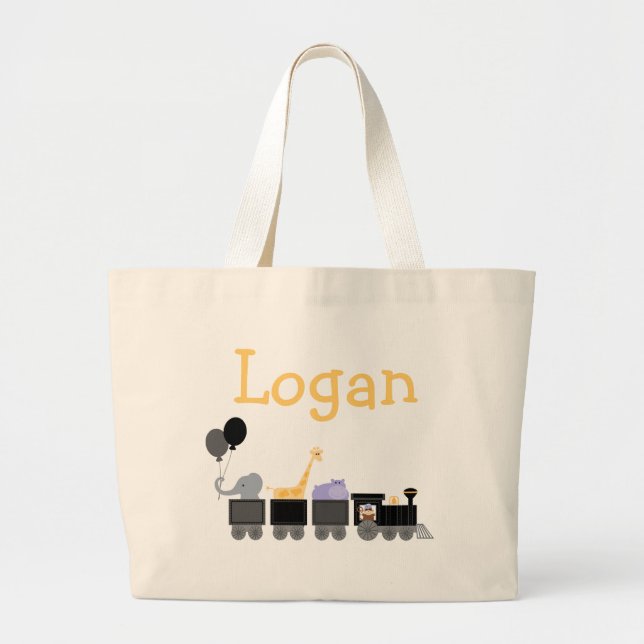 Black & Gray Baby Animals On A Train Bags (Front)