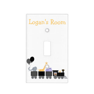 Black & Gray Baby Animals On A Train Light Switch Cover