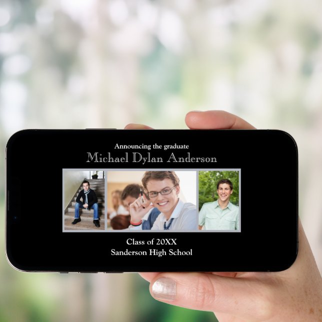 Black/Gray Background -3x5 Graduation Announcement (Front Digital)