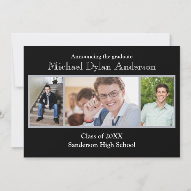 Black/Gray Background - Graduation Announcement (Front)