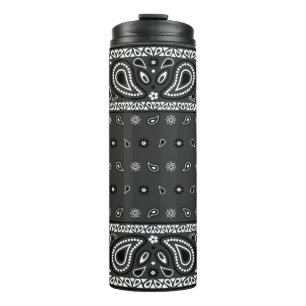Black Gray Bandana Paisley Country Hip Hop Cowboy Thermal Tumbler