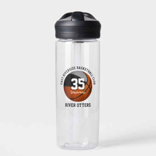 Black gray basketball club colors personalized water bottle
