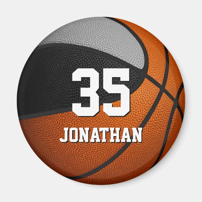 black gray basketball team spirit kids name  magnet (Front)