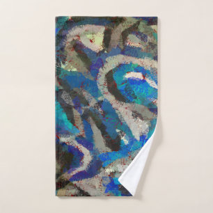 black Gray blue abstract art modern painting Hand Towel