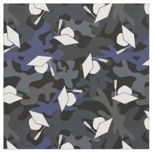 Black Gray Blue Camo Pattern Graduation Fabric
