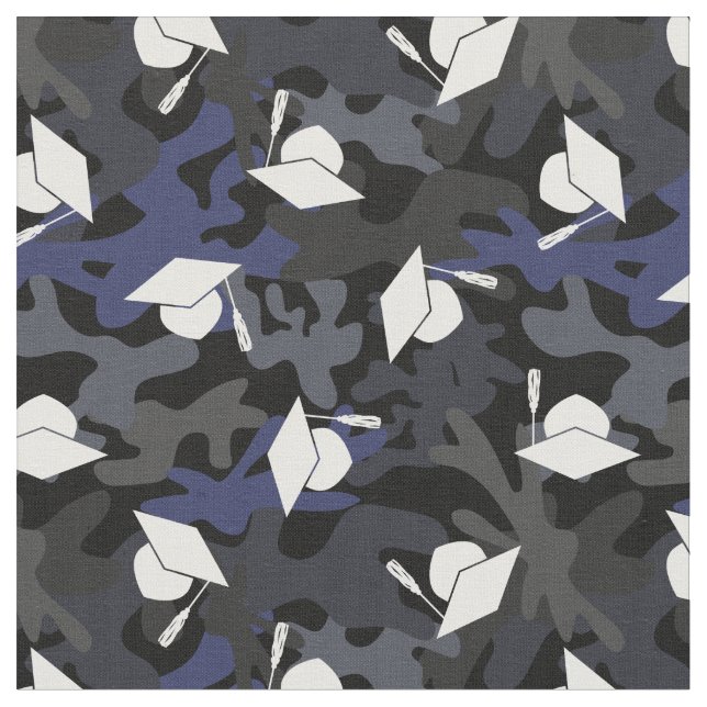 Black Gray Blue Camo Pattern Graduation Fabric (Close Up)