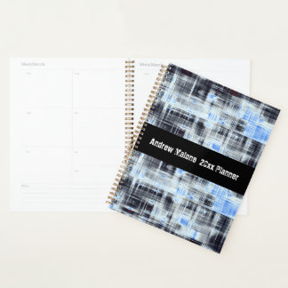Black Gray Blue Woven Grunge Planner