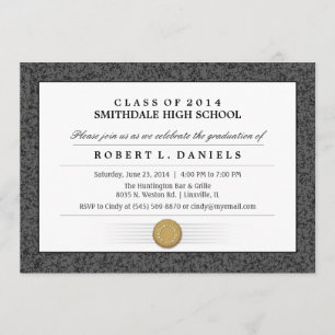 Black & Gray Border Diploma Graduation Invitation