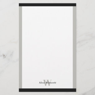 Black & Gray Borders Monogrammed Stationery