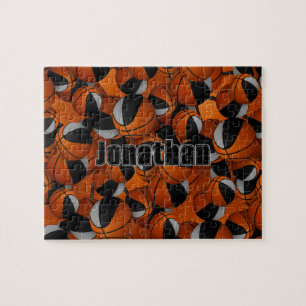 black gray boys girls basketball team colors jigsaw puzzle