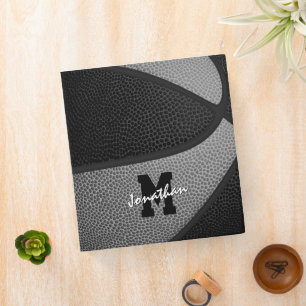 black gray boys girls team sports basketball 3 ring binder