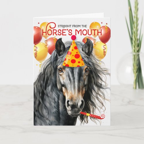 Black Gray Brown Horse Funny Birthday Card