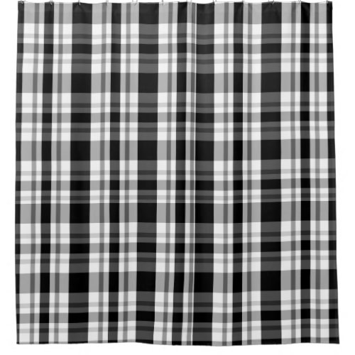 Black Gray Buffalo Plaid  Shower Curtain